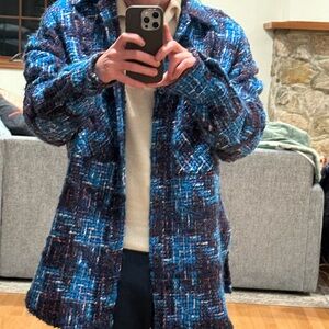 Faith Connexion Plaid Denim Jacket – Luxury Statement Piece MSRP: $1,350